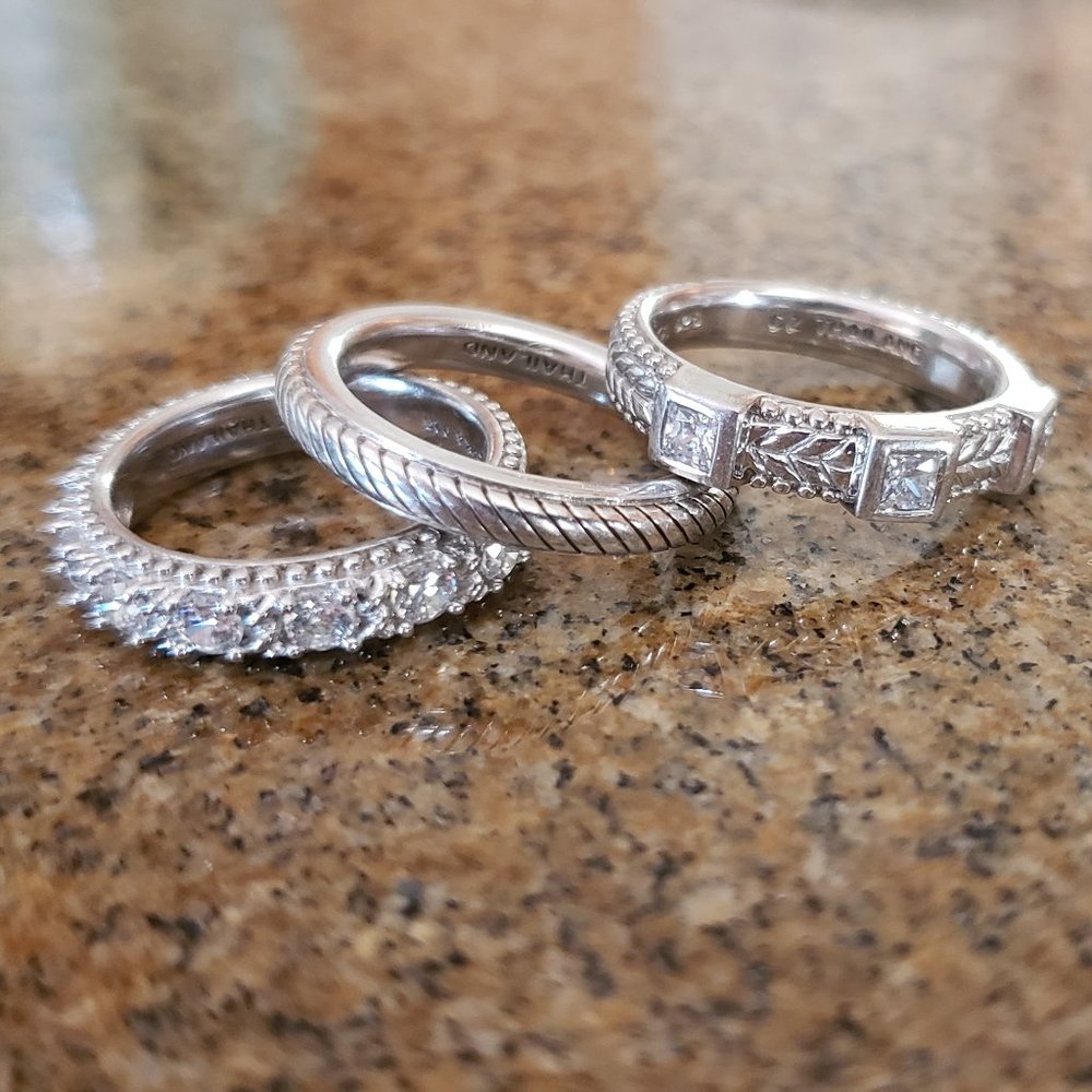 Judith Ripka Sterling Silver Stack Ring Set